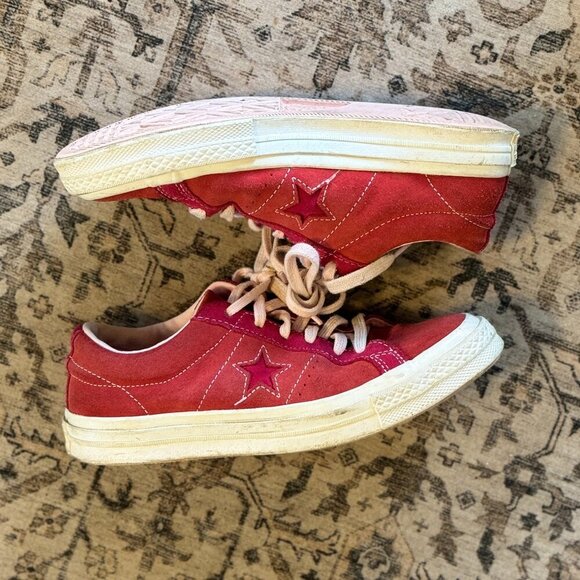 Converse Sneakers Kids Size 5 Red Pink Suede One Star Ox GS 'Enamel Red' 261791C - Picture 8 of 10